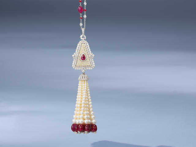 A Gem-set, Cultured Pearl and Diamond Sautoire