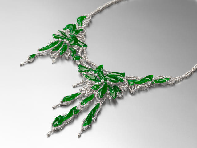A Jadeite and Diamond Necklace