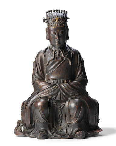 A fine and large bronze figure of a Daoist immortal 16th/17th century (2)
