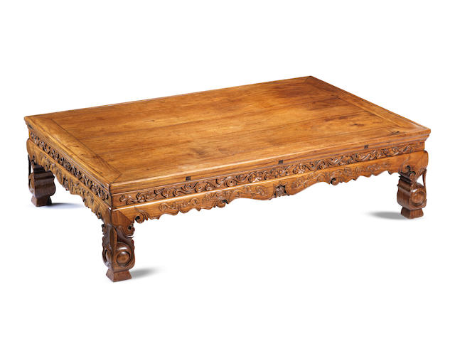 An important and exceptionally rare huanghuali table, kangzhuo 17th century