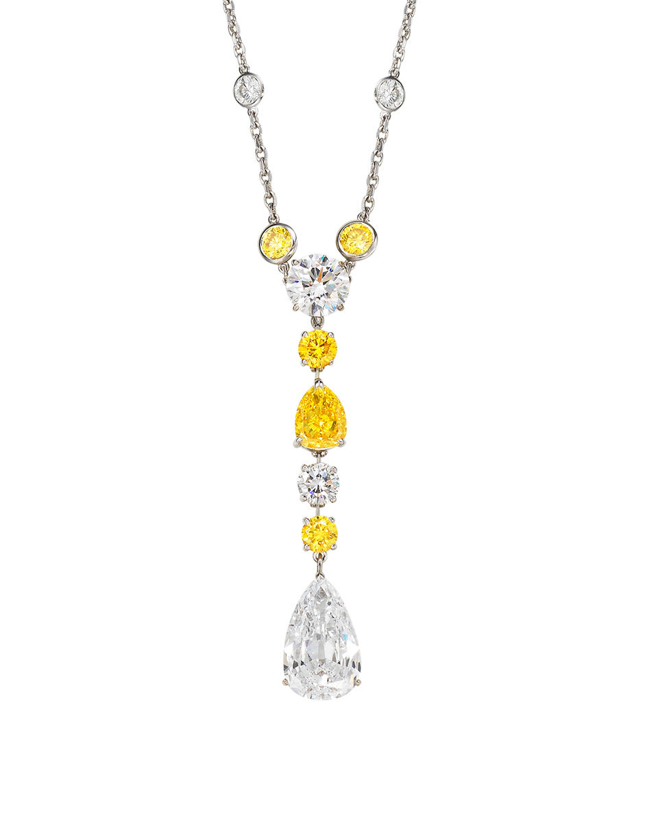 An Exceptional Diamond and Fancy Coloured Diamond Pendant Necklace, by Cartier