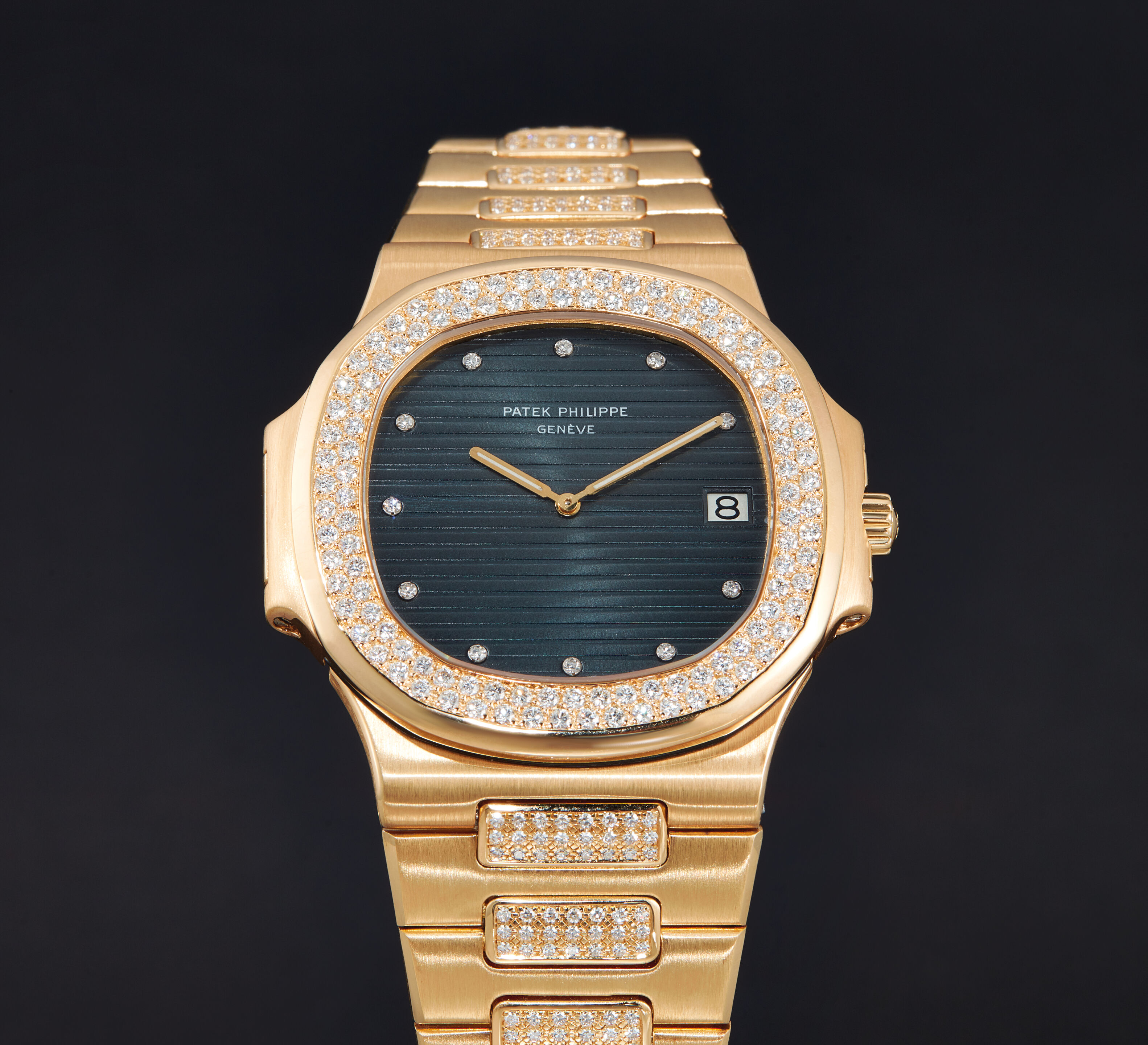 Bonhams Patek Philippe A Fine And Rare Jumbo Yellow Gold And Diamond Set Automatic Bracelet Watch With Date Ref 3700 3j Mvt 1309086 Case 546013