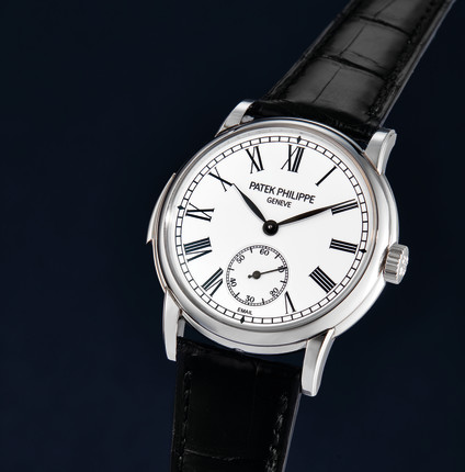 Patek Philippe, A Platinum Automatic Minute Repeating Wristwatch with Enamel Dial, Ref. 5078P with box and certificate, case back and swing tag image 1
