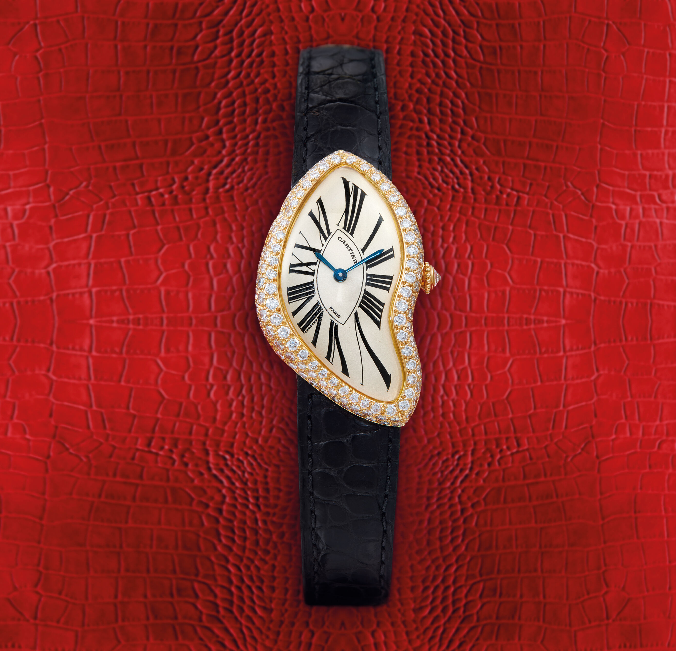 Bonhams Cartier A Lady S Gold And Diamond Set Asymmetrical Wristwatch Crash With Certificate