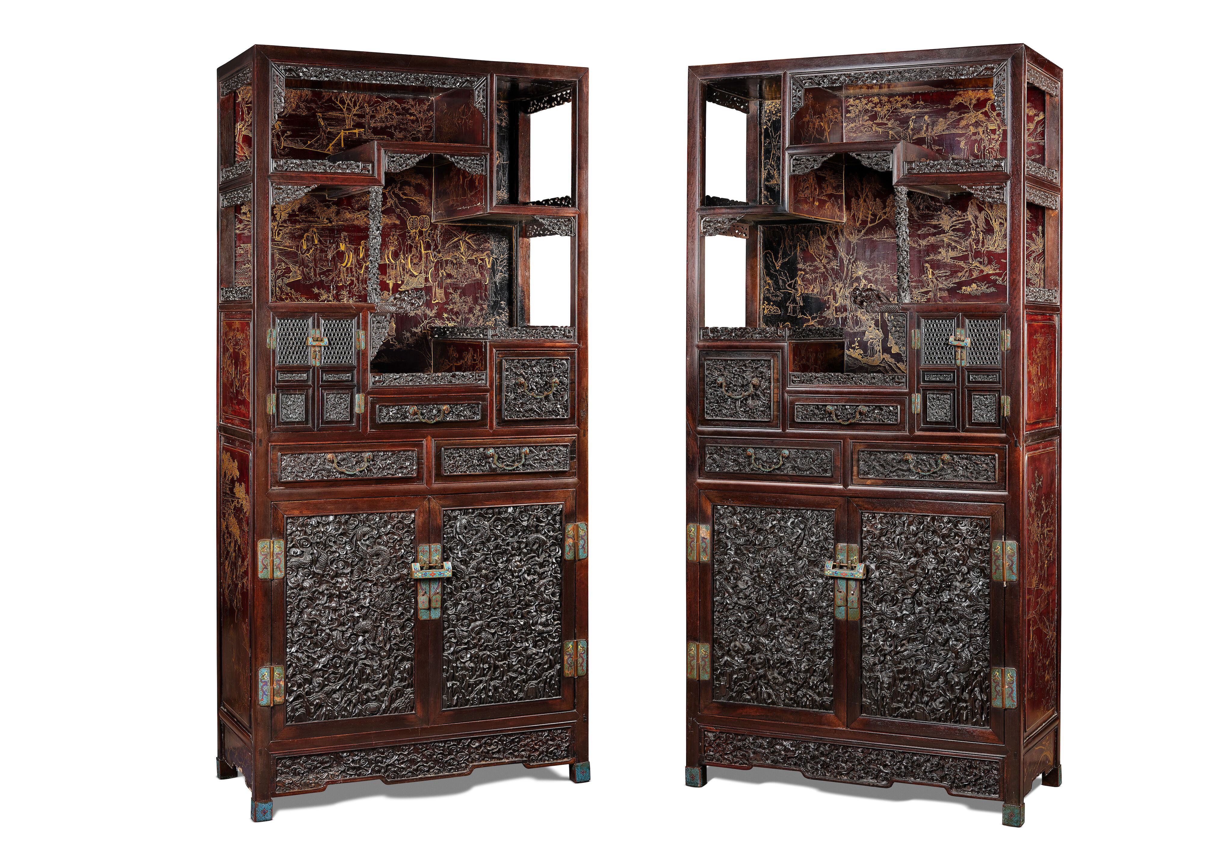 Bonhams A Magnificent Pair Of Imperial Gilt Lacquered Zitan