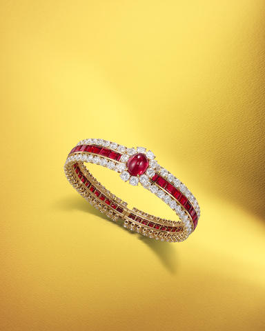 A Ruby and Diamond Bangle, by Van Cleef and Arpels