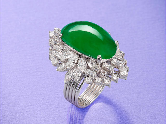 A Jadeite and Diamond Ring