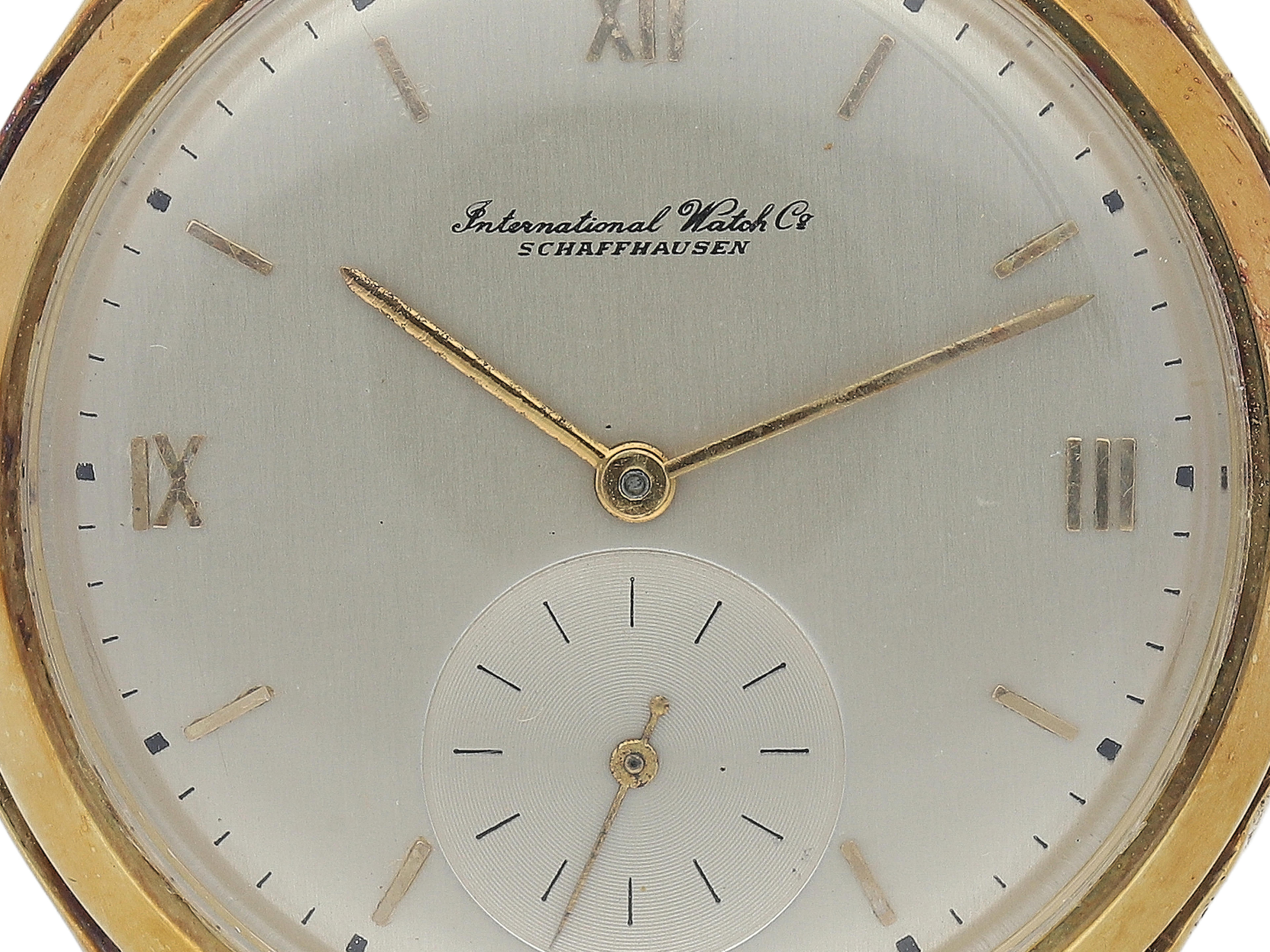 International Watch Company. A Yellow Gold Wristwatch with Two-Tone Dial