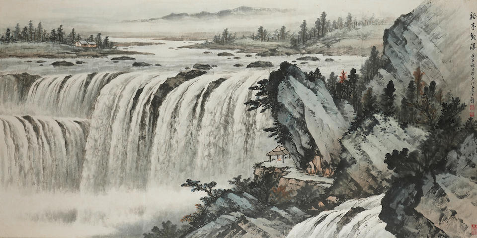 Huang Junbi (1898-1991) Pavilion Overlooking the Waterfall