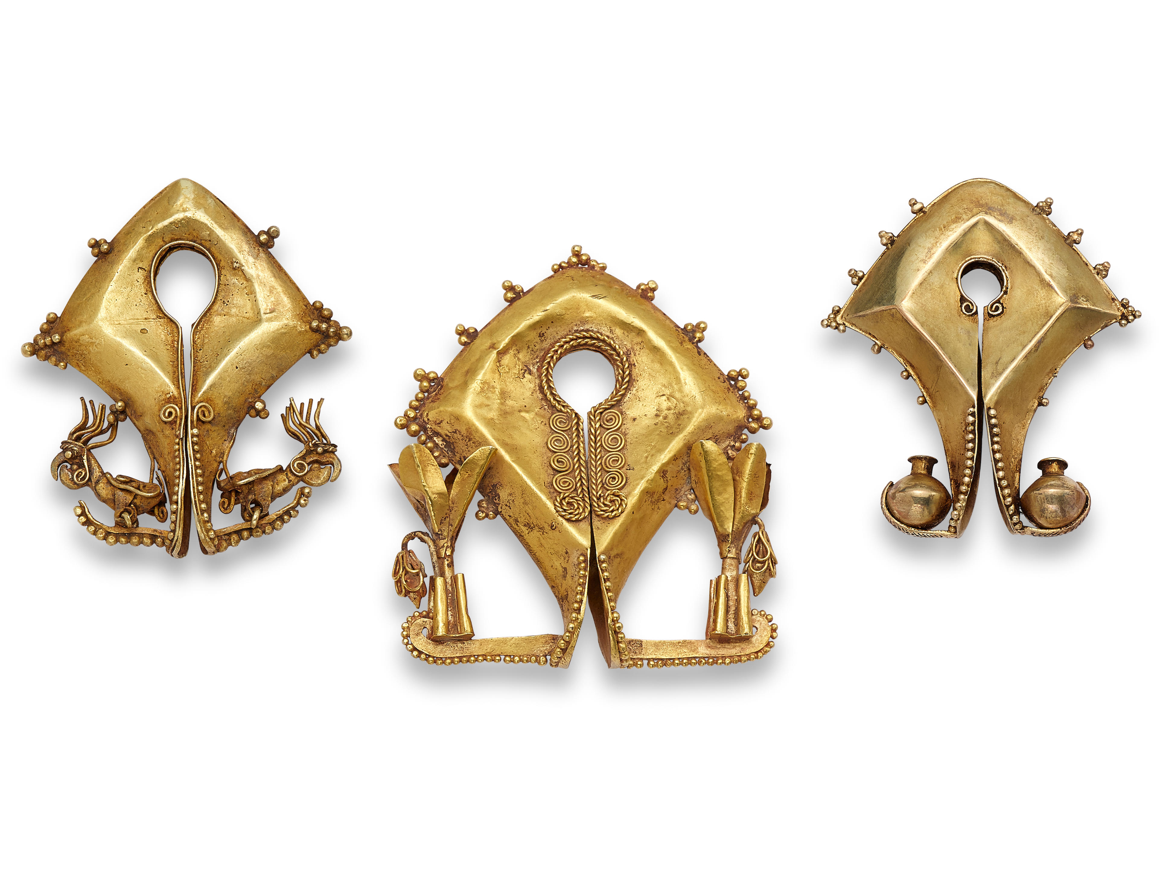 THREE SUMBA GOLD EAR ORNAMENTS, MAMULI EAST NUSA TENGGARA, INDONESIA, 19TH-20TH CENTURY (3)
