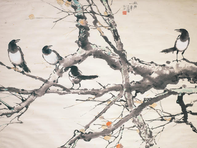 Xu Beihong (1895-1953)  Magpies on Autumn Branches