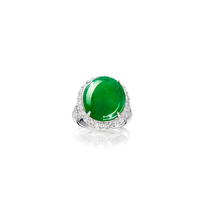 Bonhams : A Jadeite and Diamond Ring