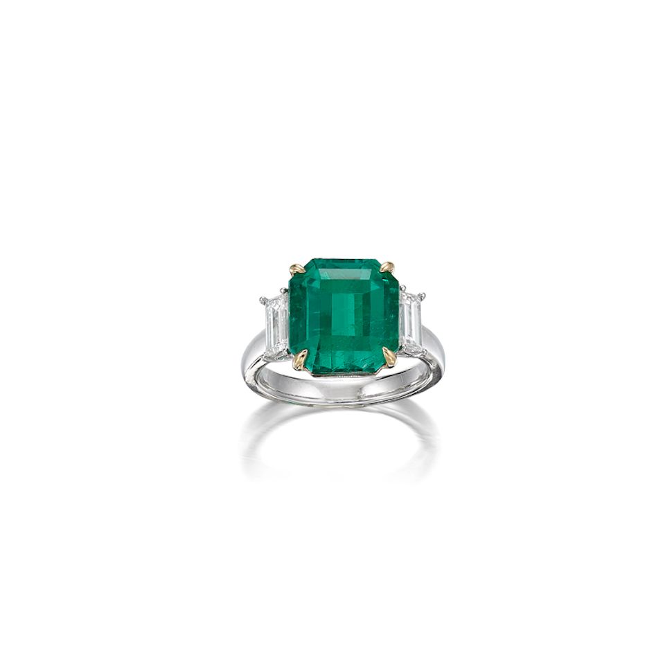 A Fine Emerald and Diamond Ring