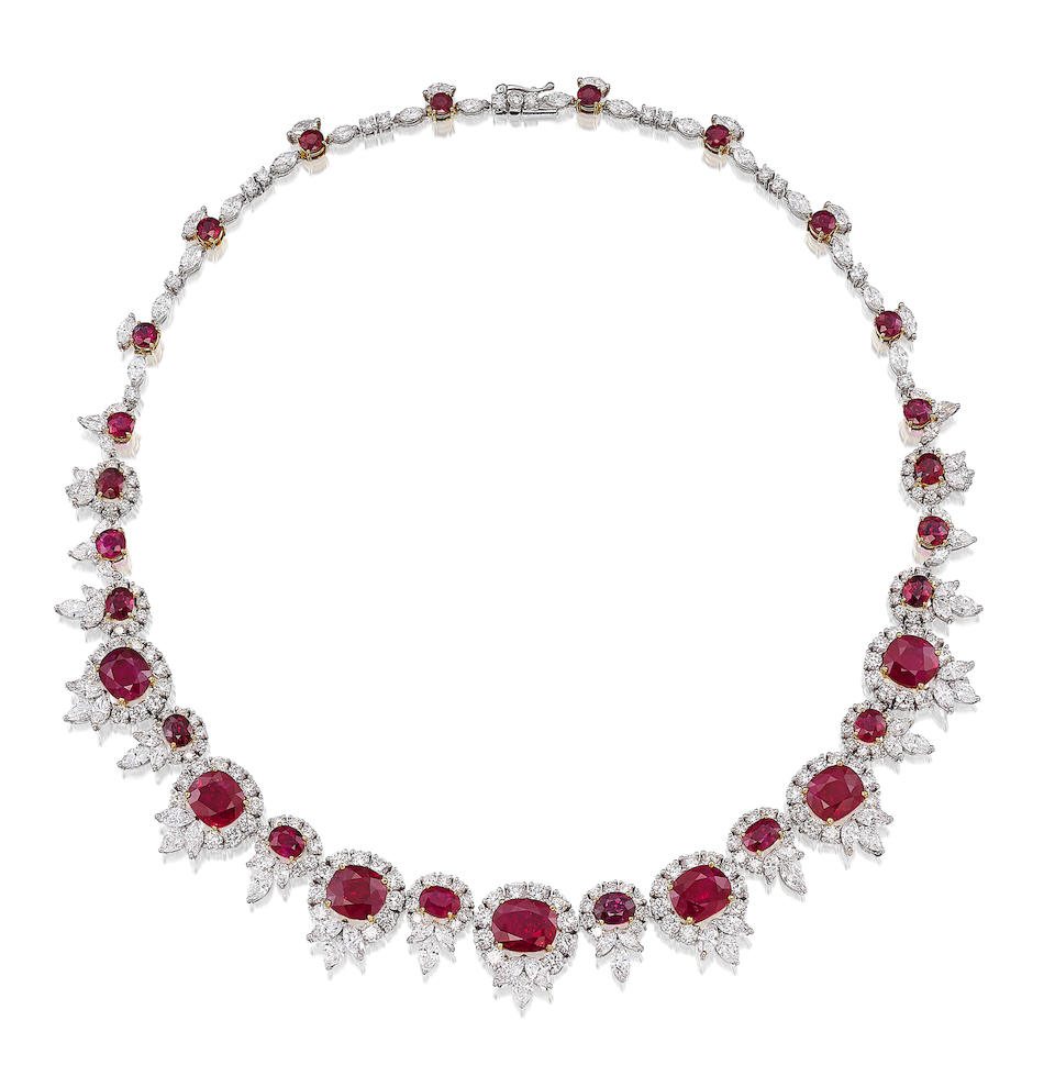 An Important Ruby and Diamond Necklace