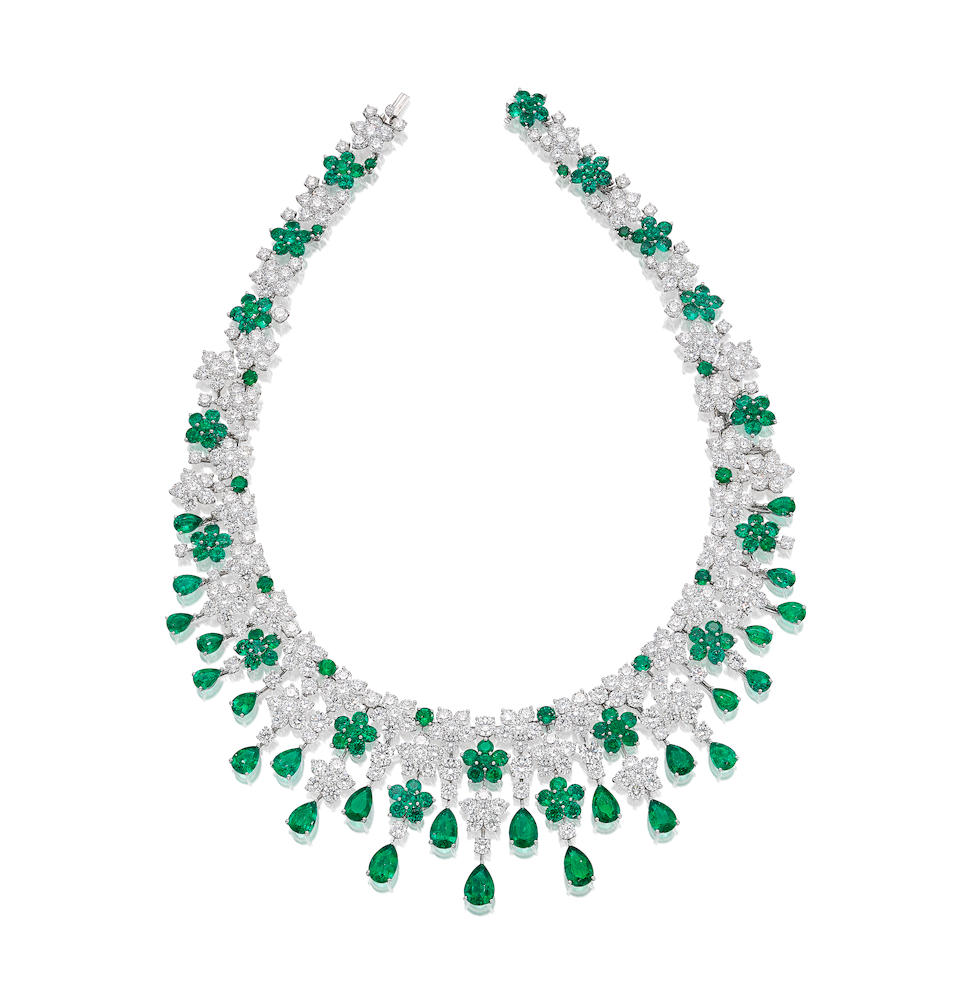 An Exquisite Emerald and Diamond 'Cluster' Necklace, by Graff