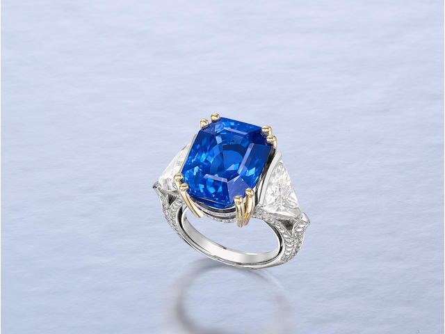 An Impressive Sapphire and Diamond Dress Ring, by La Serlas