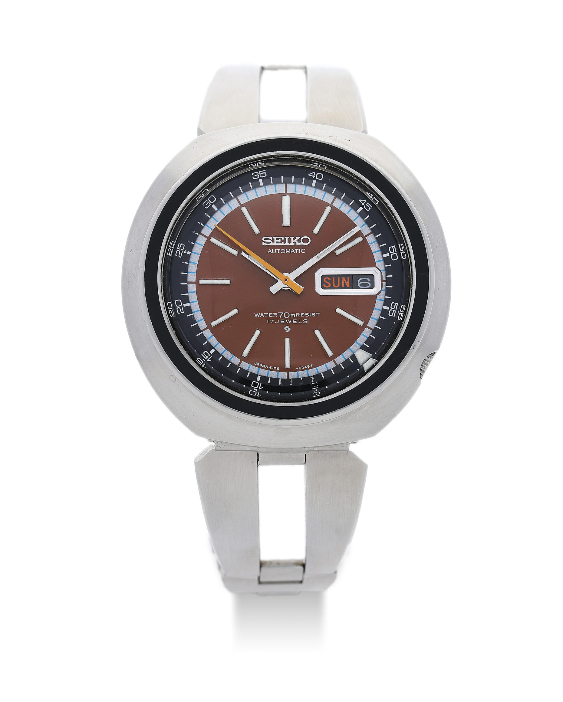 Bonhams : Seiko. A Stainless Steel Automatic Calendar Bracelet Watch,  'Sports', , 
