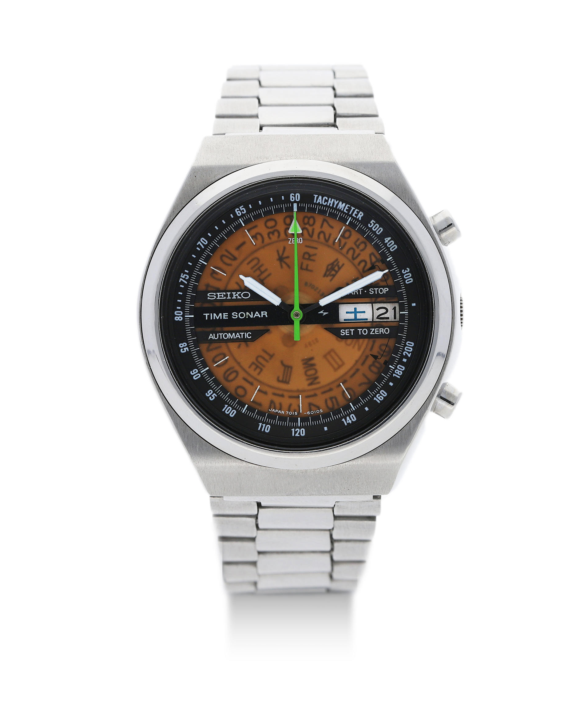 Bonhams : Seiko. A Stainless Steel Automatic Calendar Chronograph Bracelet  Watch, 'Time-Sonar', 