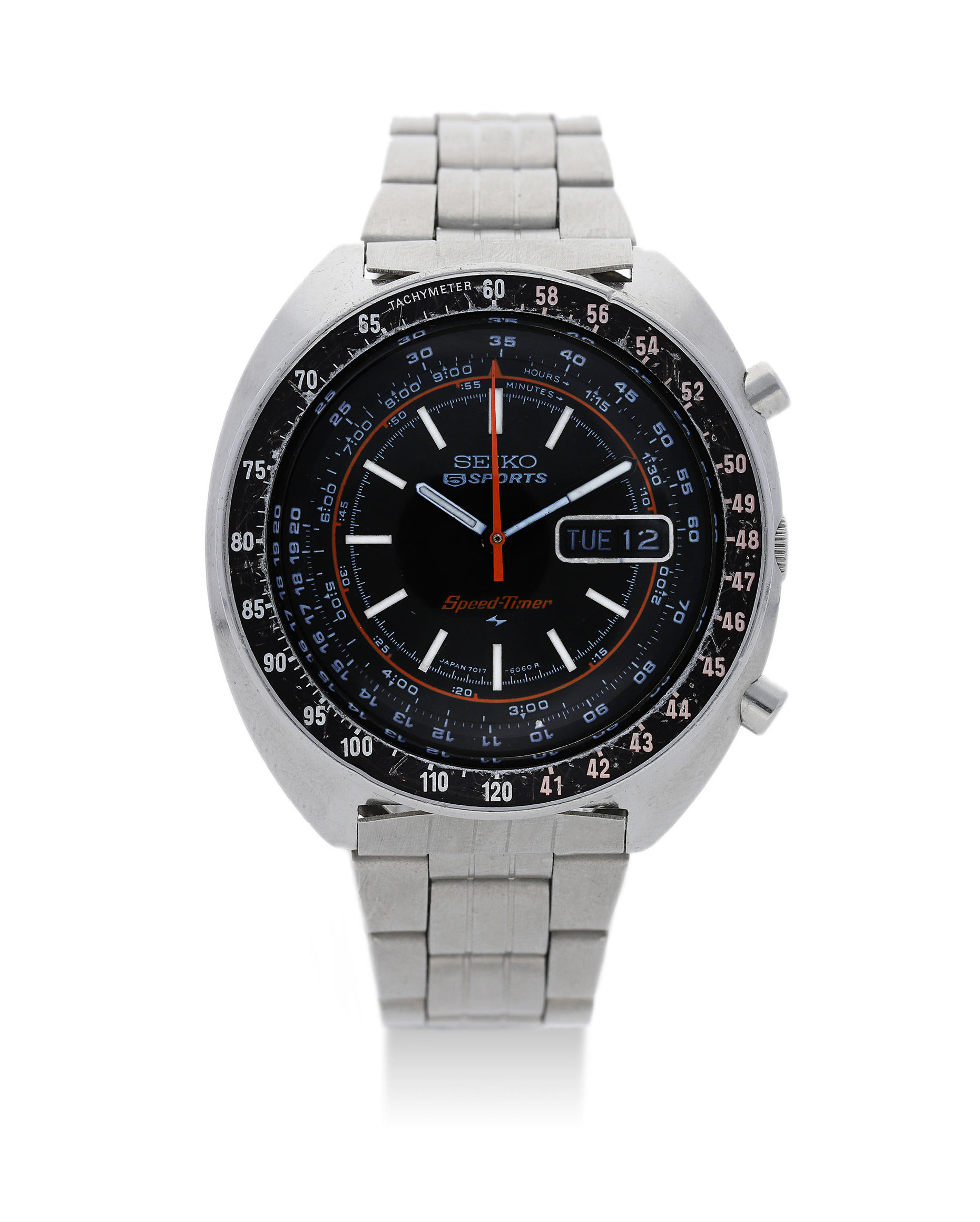 Seiko. A Stainless Steel Automatic Calendar Chronograph Bracelet Watch,  'Sports Speed-Timer', ,  - Bonhams