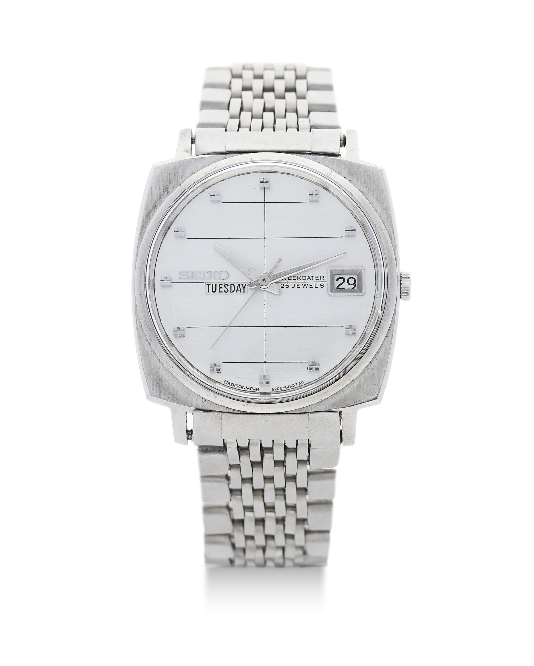 Bonhams : Seiko. A Stainless Steel Automatic Calendar Bracelet Watch, ' Weekdater', , 