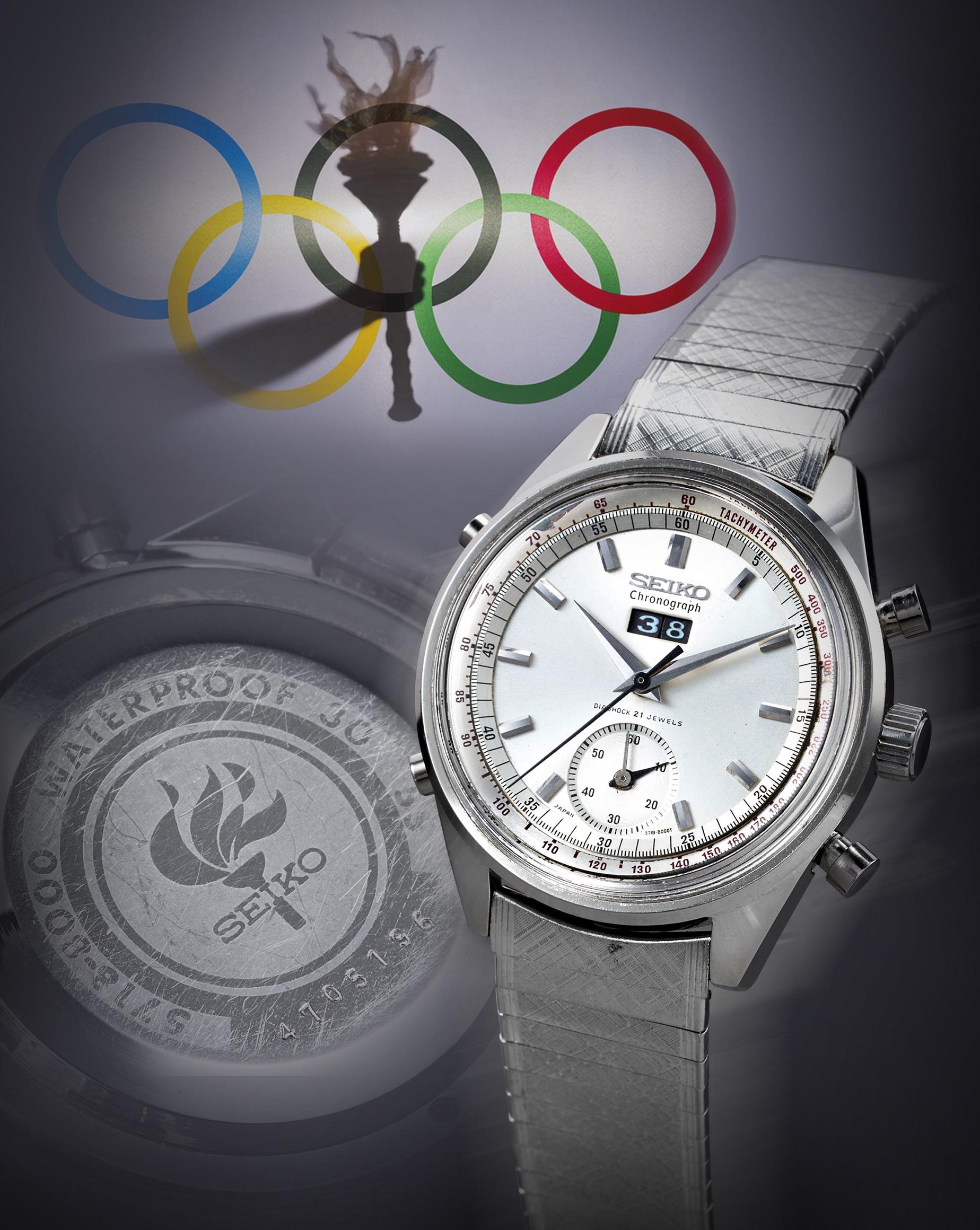 Bonhams : Seiko. A Stainless Steel Manual Wind Chronograph Bracelet Watch,  1964 Tokyo Olympics Officials' Watch with Lap Counter, ,  