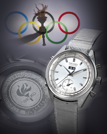 Seiko. A Stainless Steel Manual Wind Chronograph Bracelet Watch, 1964 Tokyo Olympics Officials' Watch with Lap Counter, Ref.5718-8000, No.4705196 image 1