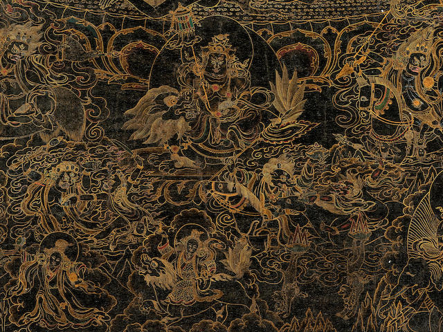 A BLACKGROUND THANGKA OF BERNAGCHEN MAHAKALA   TIBET, 18TH CENTURY