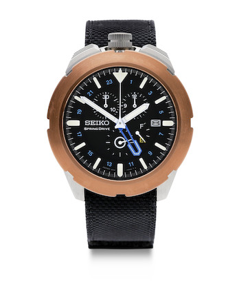 Bonhams : Seiko. A Titanium Automatic Diver's Calendar Chronograph Bracelet  Watch, 'Spring Drive Spacewalk', , /100, With Box,  Guarantee, Manual and Extra Strap