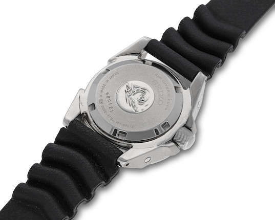 Bonhams : Seiko. A Titanium Automatic Diver's Calendar Bracelet Watch,  'Prospex',  Orange Samurai, , With Box