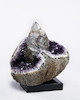 Thumbnail of Calcite, Pyrite and Goethite on Amethyst image 1
