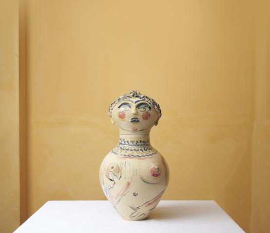 Salvatore Zofrea (Italian, born 1946) Jar with Breasts II, 1989, height: 52.0cm (20 1/2in).