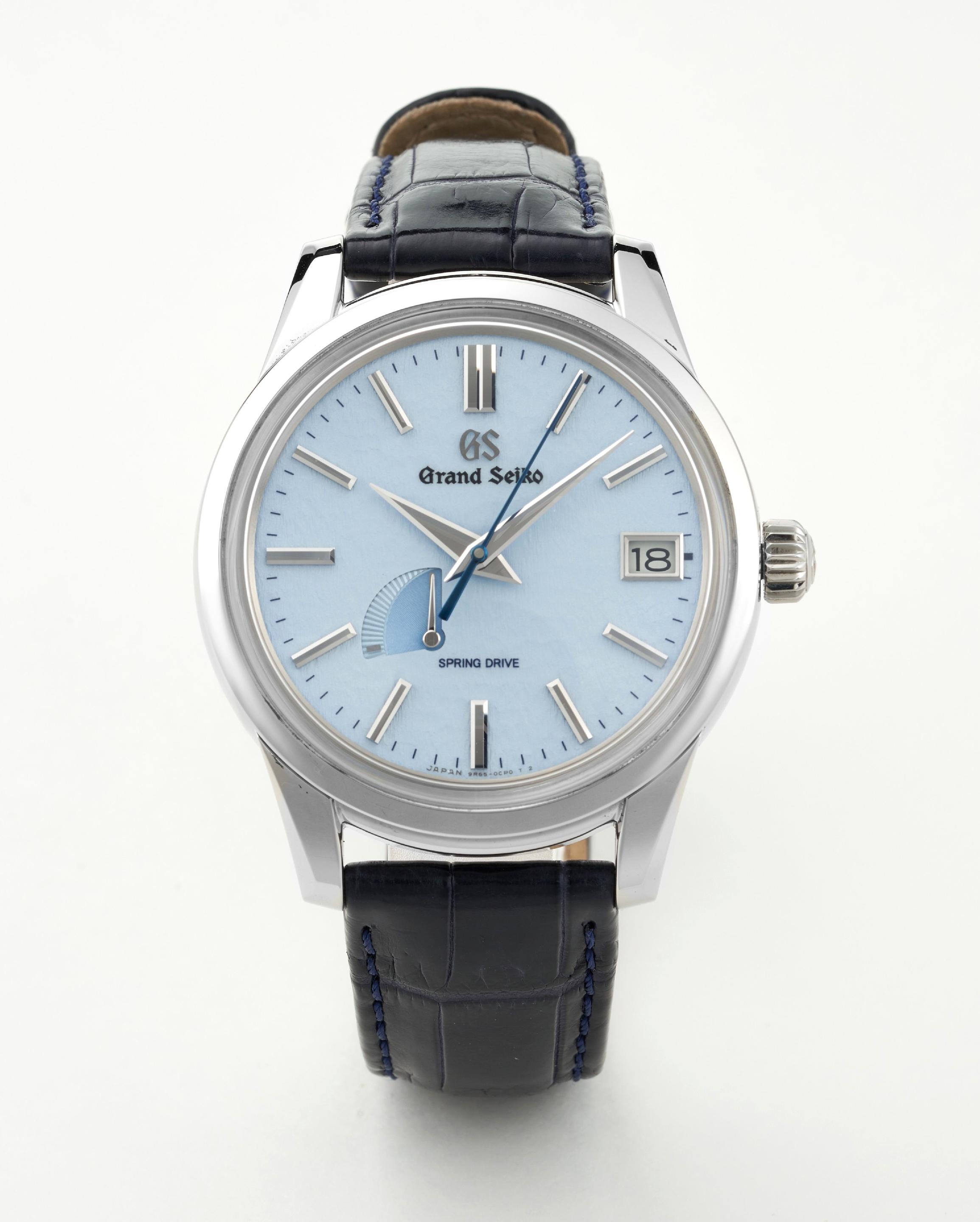 Bonhams : Grand Seiko. A Stainless Steel Spring Drive Blue Snowflake  Wristwatch, , 930025, With box and certificate