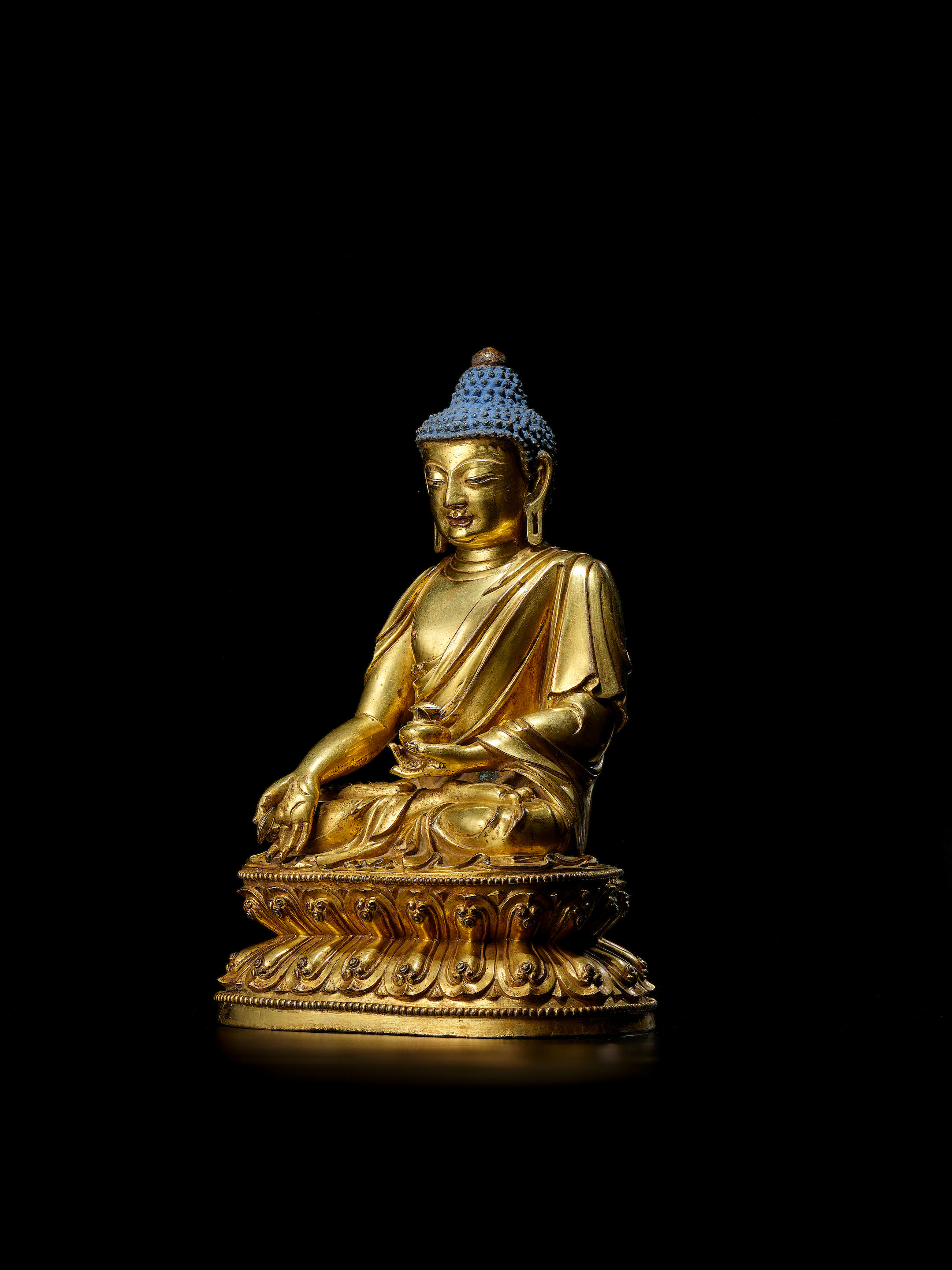 5.2" Rare Old Tibet Buddhism Silver Shakyamuni Amitabha Buddha Ghau Shrine Box 