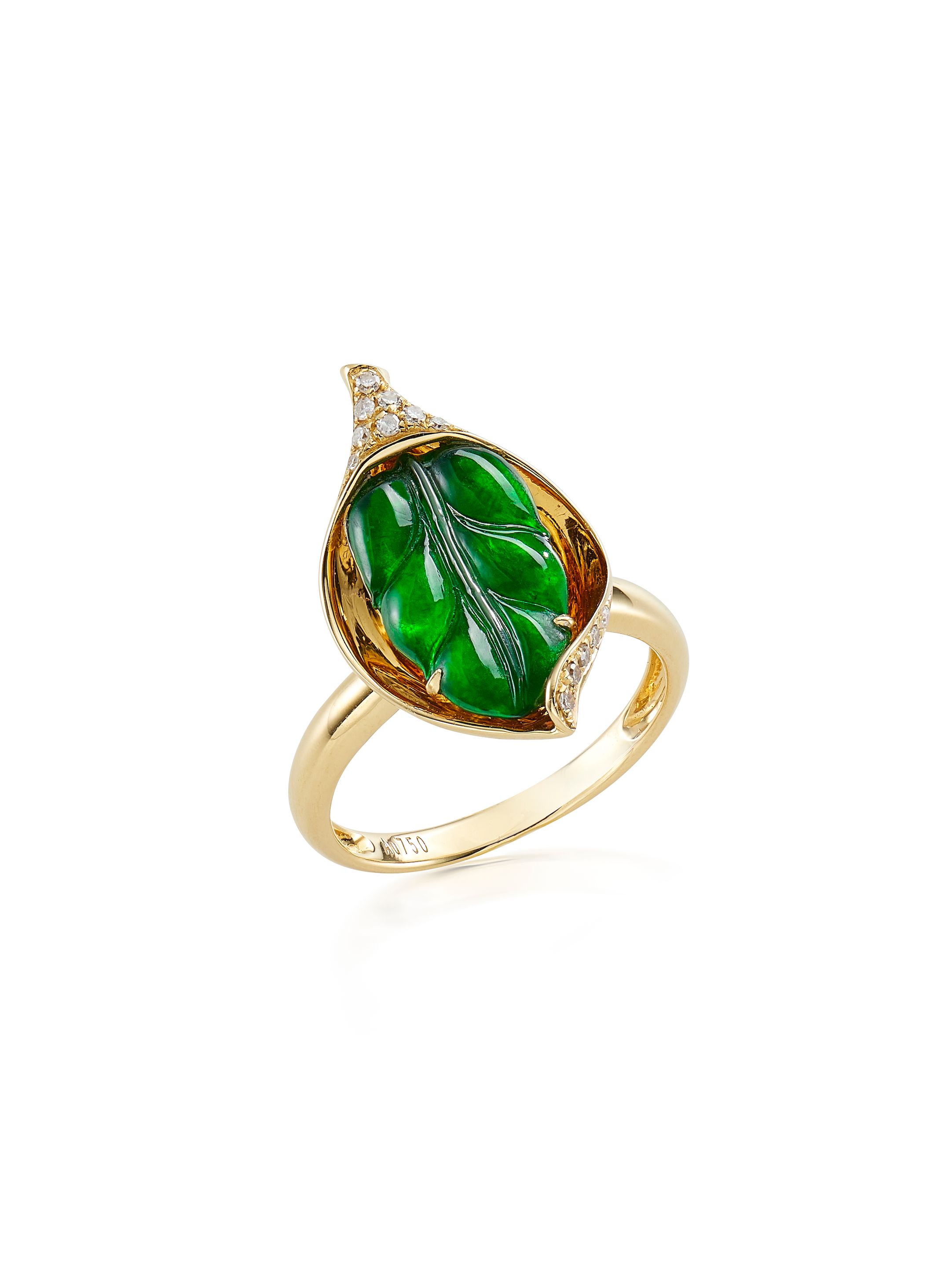 A JADEITE AND DIAMOND RING