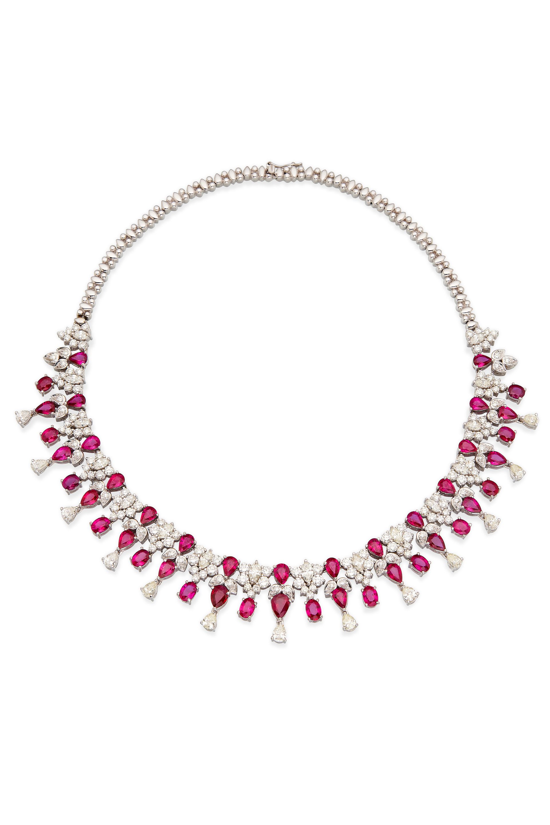 A SPLENDID RUBY AND DIAMOND NECKLACE