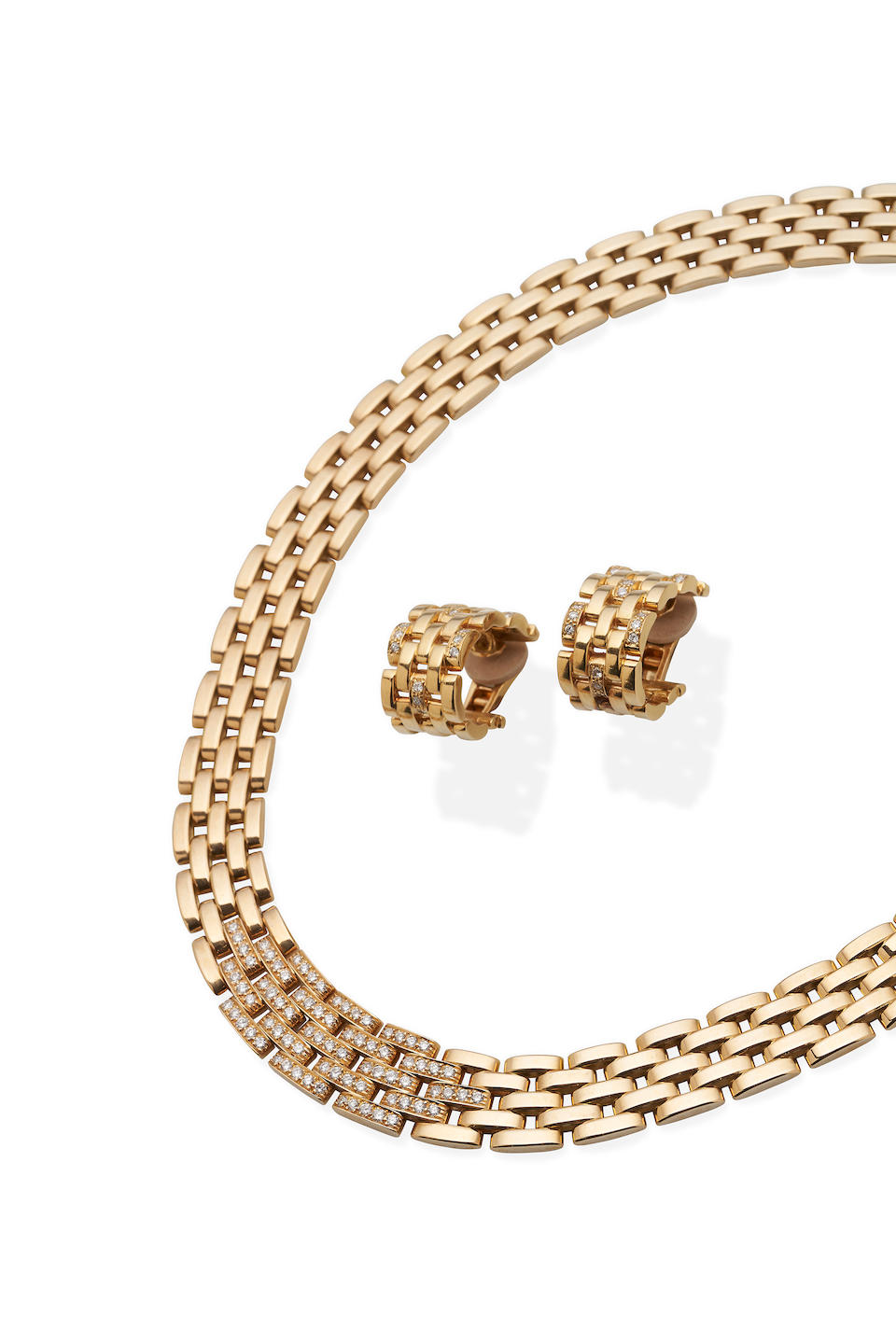 CARTIER | A GOLD AND DIAMOND 'MAILLON PANTH&#200;RE' SUITE