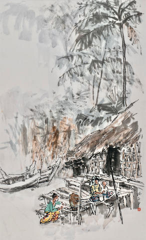 Lim Tze Peng (b. 1921) Fishing Village
