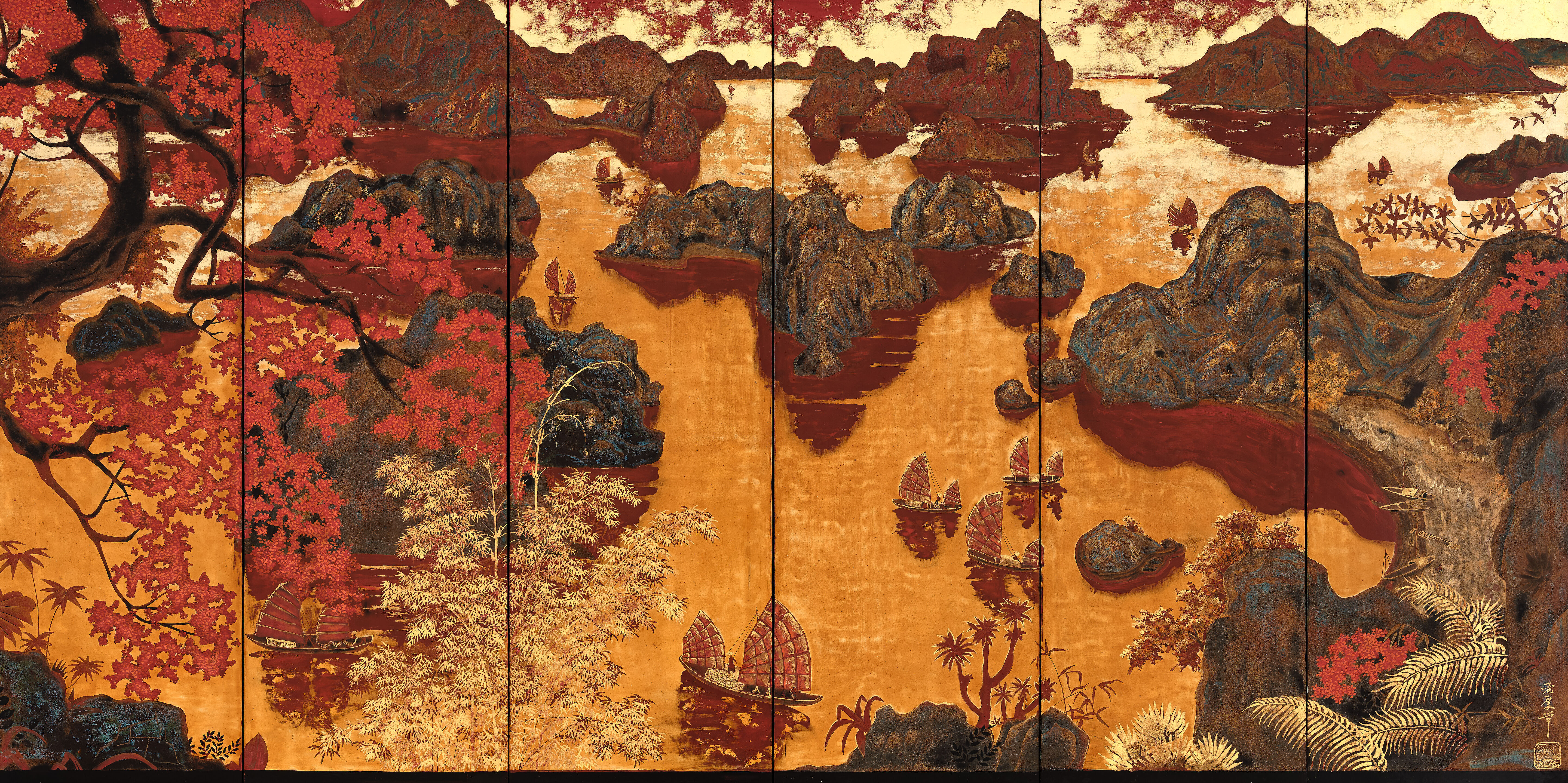 Pham Hau (1903-1994) Golden Sunset over Halong Bay