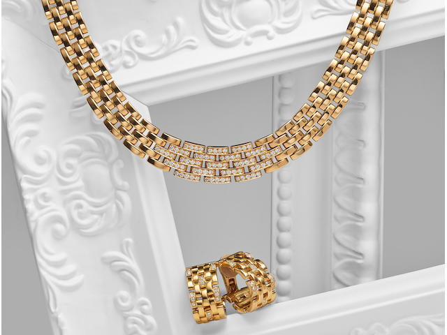 CARTIER | A GOLD AND DIAMOND 'MAILLON PANTH&#200;RE' SUITE
