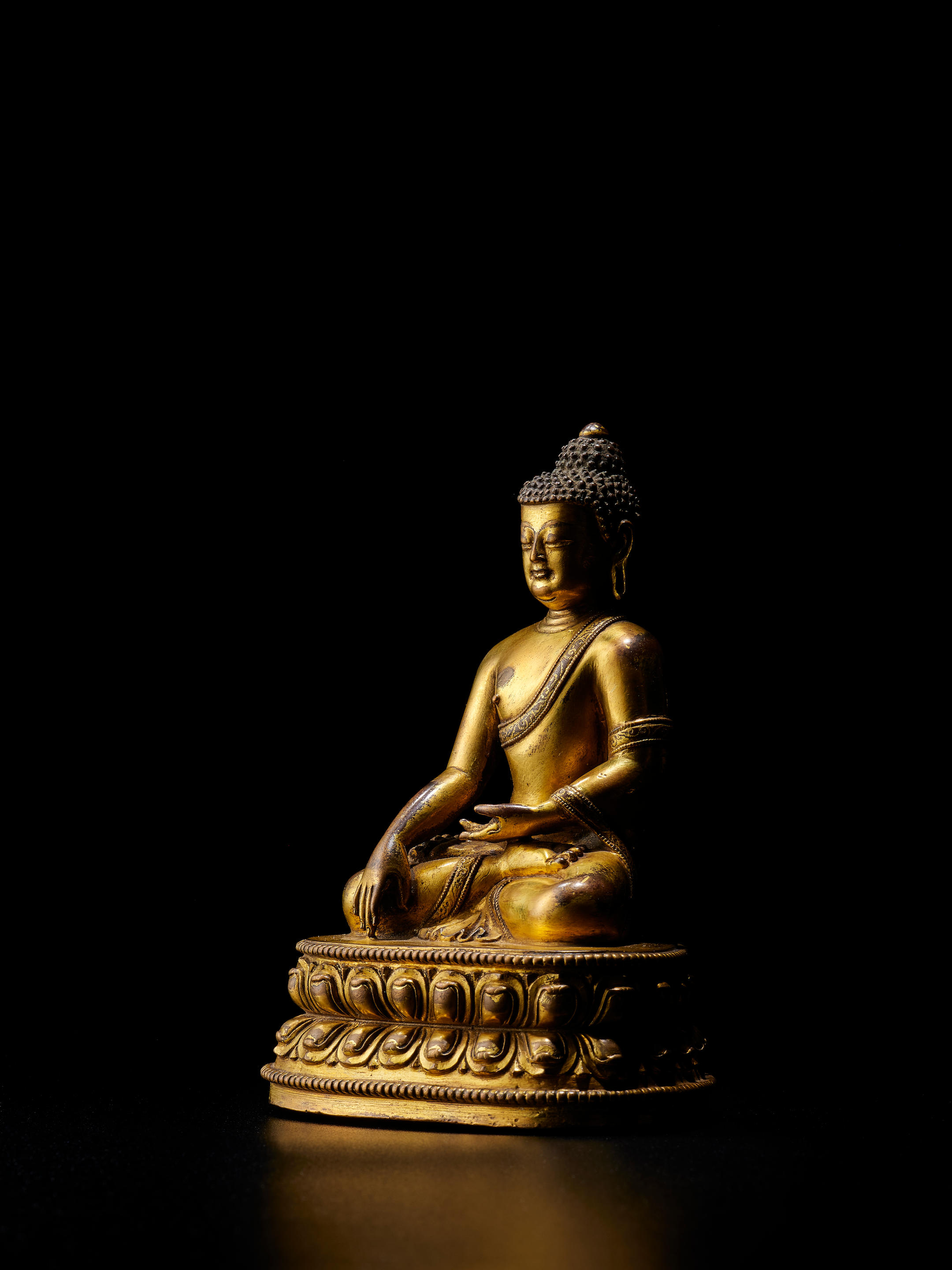 Segnender Buddha 33 cm ca.4 KG Messing Antik Figur Nepal Indien Buddhismus Mudra 