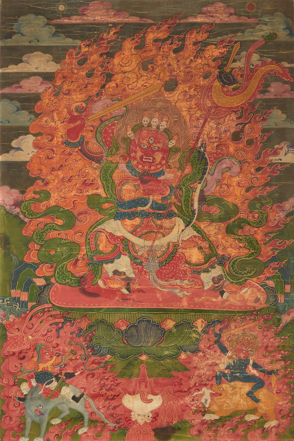 A THANGKA OF BEGTSE CHEN QING, YONGHEGONG STYLE, 18TH/19TH CENTURY