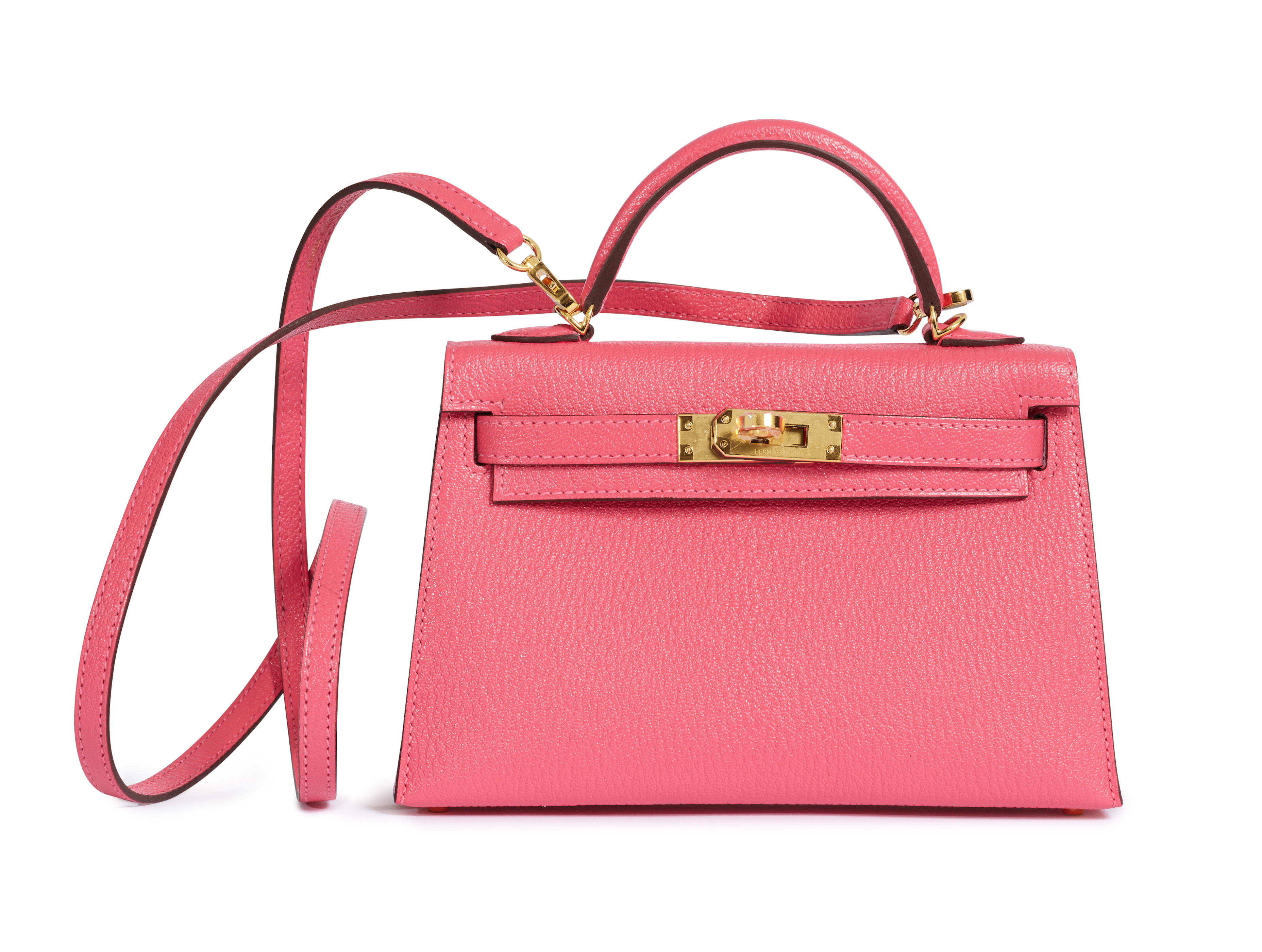 Hermès: Pink Mini Kelly II 20 With Gold Hardware   (includes protective stickers, felt protector, dust bag and original box)