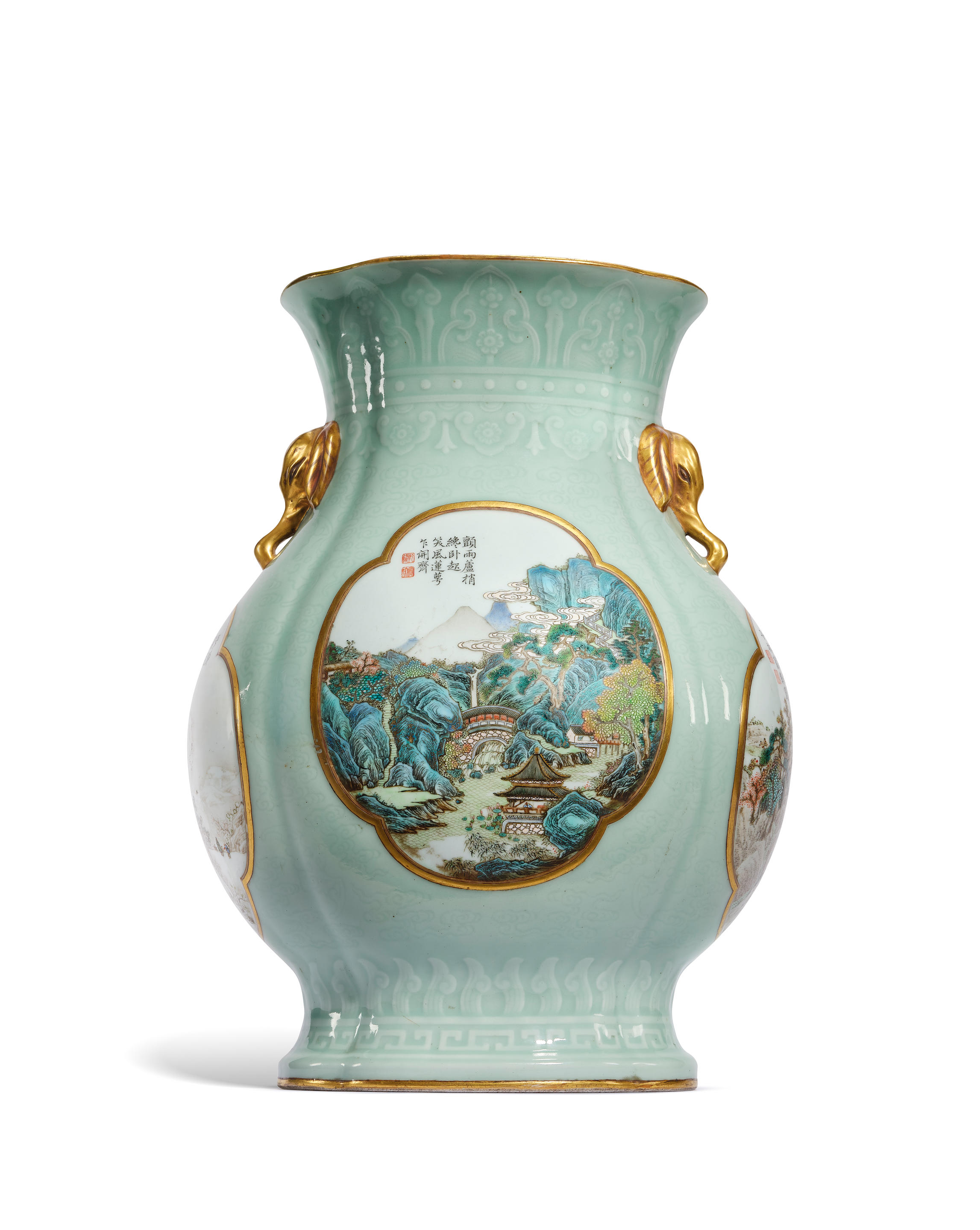 China old antique Porcelain jingdezhen famille rose landscape  Jar Pot 