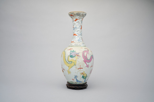 A famille-rose 'five dragon' vase image 1