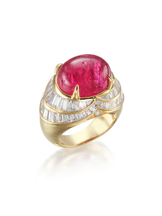 PINK SPINEL AND DIAMOND RING image 1