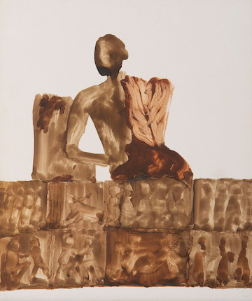 Sidney Nolan (1917-1992) Ancient Greek Figure with Mythological Relief, 1956 Please note that this work is not framed image 1
