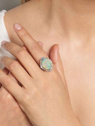 OPAL AND DIAMOND RING image 4