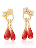 Thumbnail of PAIR OF CORAL AND DIAMOND PENDENT EARRINGS image 1