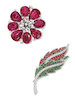 Thumbnail of RUBELLITE TOURMALINE, GEM-SET AND DIAMOND FLORAL BROOCHES (2) image 1