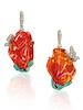 Thumbnail of PAIR OF FIRE OPAL, GEM-SET AND DIAMOND EARRINGS image 1